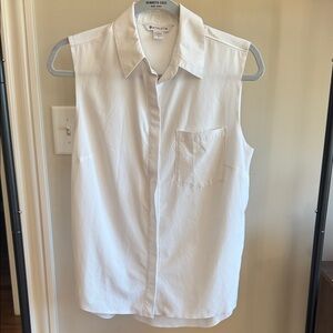 Athleta White Sleeveless Button Down Shirt